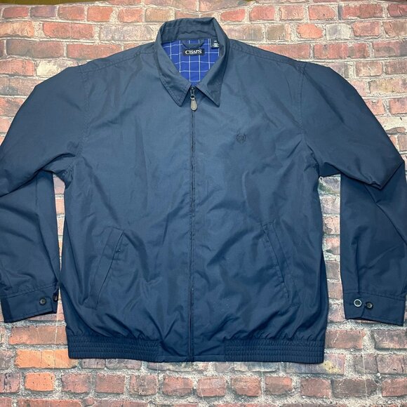 Vintage Chaps Ralph Lauren Jacket Men Large Navy Blue Bi Swing Bomber 90s Y2K - Picture 1 of 8